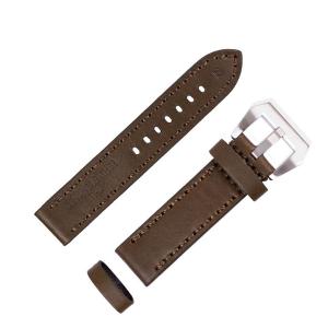 YGDZ 20mm Watch Band Strap Italy Calf Leather Handmade Strap With Color Green. Silver Buckle.