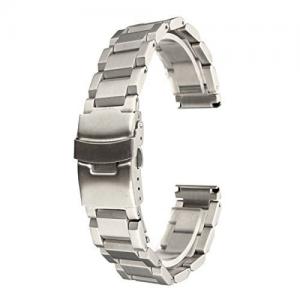 BABAN 18-24mm Stainless Steel Watch Band Strap Double Button Fold Clasp Buckle Lock Flip