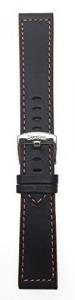 Leather Watch Strap Band, Racer, 18mm, Black with Orange Stitching