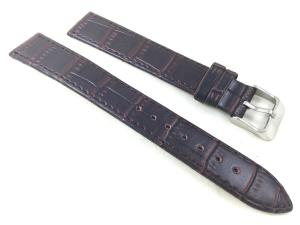 18mm Extra Long XL Brown Croc Thin Italy Genuine Italian Leather Watch Band Strap