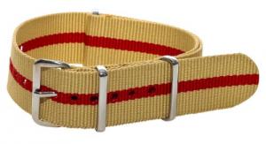 Clockwork Synergy® Classic NATO - 18mm Khaki & Red Nylon NATO Watch Strap Band