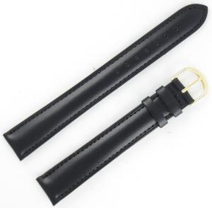 18-mm Long-Length Black Padded Genuine Calfskin Leather Watchband