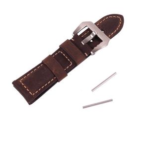 YGDZ 24mm Watch Band Strap Italy Calf Leather Handmade Strap With Color Dark Brown.