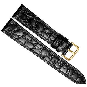 Green Olive 20mm Ultra-thin Alligator Grain Leather Gold Buckle Watch Band Strap Black