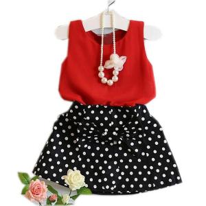 Mosunx 2016 Spring Summer Girls Cute Vest + Skirts Two Pieces Set Skirt Suit