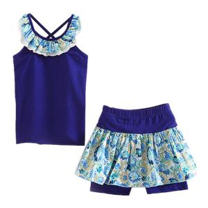 LittleSpring Little Girls' Shorts Set Summer Flower Sleveless