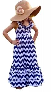 Kids Girls Backless Wave Stripe Maxi Long Sundress Boho Dress Skirt
