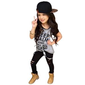 DaySeventh Toddler Girls Outfit Clothes Print T-shirt Tops+Long Pants Trousers 1Set