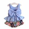 FEITONG Child Kids Girls' Clothing Set Big Bow Vest Shirt Top + Floral Shorts