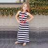 FEITONG Girl Children Summer Stripe Anchors Paillette Sleeveless Dress