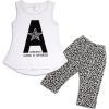 Baby Girls Summer Cotton Letters Tank Top+Leopard Leggings Pants Set Outfit