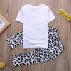 Baby Girls Short Sleeve Letters "be you tiful" T-shirt and Leopard Pants Outfit