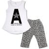 Baby Girls Summer Cotton Letters Tank Top+Leopard Leggings Pants Set Outfit