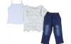 Baby Girls Clothing Set Lace Top White T-Shirt Denim Jeans 3 Pcs/Suit
