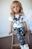 Baby Girls Zebra-stripe White T-shirt+pants Two-pieces Outfits Set 2-9y
