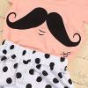 Chinatera 2pcs Summer Baby Girl Short Clothes Set:Mustache Shirt+ Dot Pants