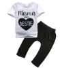 Baby Boys Girls "Mama is My Bestie"T-shirt and Black Pants Outfit