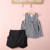 Baby Kids Girls Black Striped Tops Blouse Bloomers Shorts 2pcs Outfits