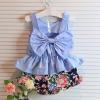 FEITONG Child Kids Girls' Clothing Set Big Bow Vest Shirt Top + Floral Shorts