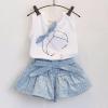 FEITONG Kids Girls Cute Bow Girl Pattern Shirt Top Grid Shorts Set Clothing