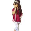 Little Girls Summer Outfits Set Lace T-Shirt and Denim Jeans