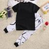 Little Girls Short Sleeve Letters Print T-shirt and Pants Outfits