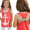 Yoyorule Baby Girl Backless Sleeveless Bowknot Anchor Print Vest Tank Tops