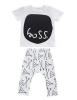Baby Boy Short Sleeve "Boss" T-shirt and Tents Print Harem Pants Outfit