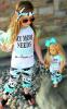 Little Girls "MY MOM NEEDS CAFFEINE" T-shirt and Ruffle Cropped Pants Outfit