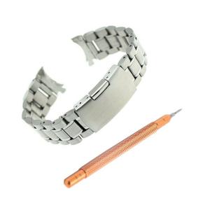 Ritche 20mm Stainless Steel Bracelet Watch Band Strap Curved End Solid Links Color Silver