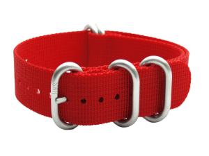 HNS ZULU 24mm Red Ballistic Nylon Watch Strap 5 Brushed Rings ZU076