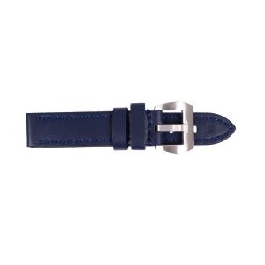 YGDZ 20mm Watch Band Strap Italy Calf Leather Handmade Strap With Color Blue. Silver Buckle.