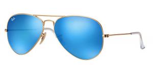 Ray-Ban RB3025 112/17 Aviator Sunglasses Matte Gold / Blue Mirror Lens 58mm