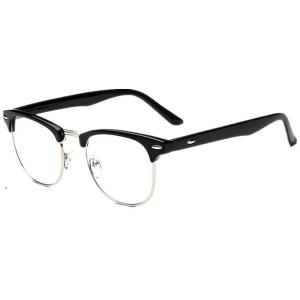 Vintage Inspired Classic Half Frame Wayfarers Clear Lens Glasses