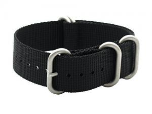 HNS ZULU 22mm Black Heavy Duty Ballistic Nylon Watch Strap 5 Matte Ring ZU064