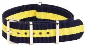 Clockwork Synergy® Classic NATO - 21mm Navy & Yellow Nylon NATO Watch Strap Band