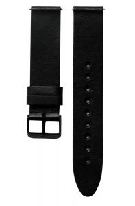 Sergio Montell Black Minimalist Design Handmade Italian Leather Premium Quality 20mm Watch Band - Black Strap / Black Buckle