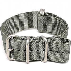 DaLuca Ballistic Nylon NATO Watch Strap - Grey (Matte Buckle) : 18mm