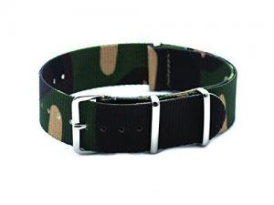 HNS Nato 20mm G10 Camouflage Woodland Ballistic Nylon Watch Strap Polished Buckle NT105