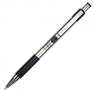 Zebra F-301 Stainless Steel Retractable Ballpoint Pen, 0.7mm, Black, 12 Pack (27110)