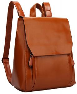 Coofit Vintage Faux Leather Backpack for Girls School Bag Bookbag Daypack