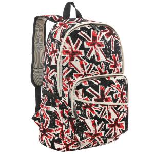 17" Red & Black Modern Union Jack Design Fashion Backpack / Kids School Bookbag