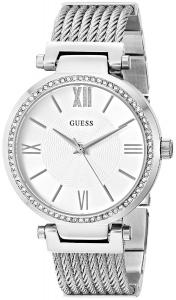 GUESS Women's U0638L1 Sophisticated Silver-Tone Watch with Adjustable Bracelet and Genuine Crystals