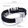 Jstyle Stainless Steel Mens Braided Leather Bracelet Bangle Rope Magnetic-Clasp 7.5-8.5 Inch
