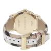 Burberry LUXURY RARE Gold Watch Womens Unisex Men The City Check Fabric White Authentic Leather Silver Dial Date BU9110