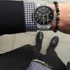 BUREI Men Chronograph Sports Watch Black Dial Stainless Steel Bracelet