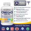 Fish Oil Omega 3 Supplement from Natural Riches, 180 Softgel Capsules - Lemon Flavor, Essential Fatty Acids, Triple Strength, Burpless, 800mg EPA, 600mg DHA 100 % Natural