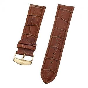 Stuhrling Original Mens 24mm light brown leather watch strap with gold tone buckle st.107BG.3335T2