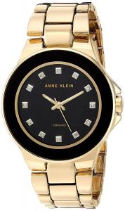 Anne Klein Women's AK/2757BKGB Diamond-Accented Gold-Tone Bracelet Watch