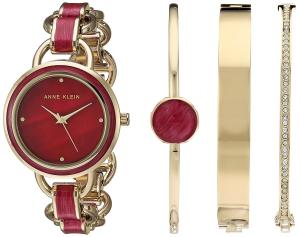 Anne Klein Women's Quartz Metal and Alloy Dress Watch, Color:Red (Model: AK/2750BYST)
